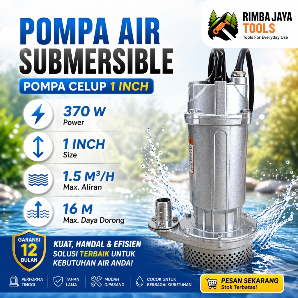 POMPA CELUP AIR BERSIH/KERUH/KOTOR 370WATT 1 INCH BONCHI POMPA CELUP KOLAM