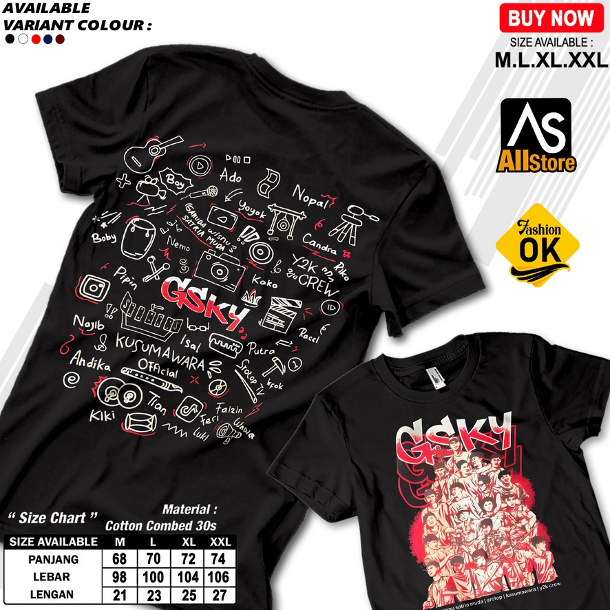 V830 Kaos GSKY GWSM Srotop TV Kusumawara Y2K Crew  Garuda Wisnu Satria Muda