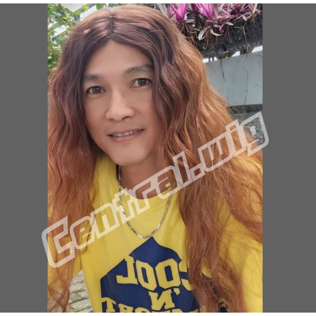 Wig Pria Rambut Pria Panjang Model Badel Ombre black pirang