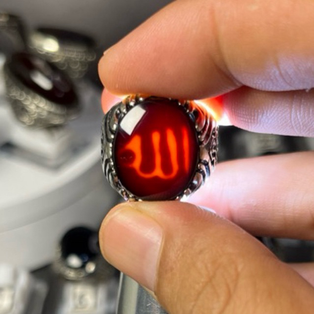 Cincin Batu Akik Yaman Wulung Lafadz ALLAH