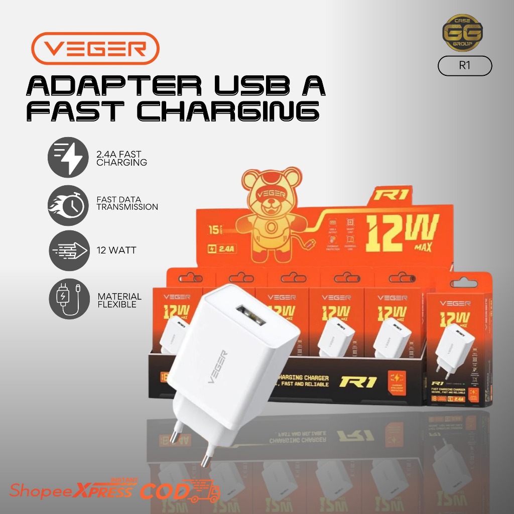 ADAPTER VEGER R1/ADAPTER VEGER/BATOK CHARGER/KEPALA CHARGER USB