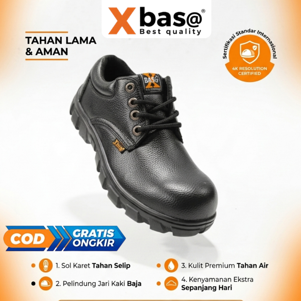 SEPATU SAFETY PENDEK KERJA PROYEK // SEPATU SAFETY UJUNG BESI-XB