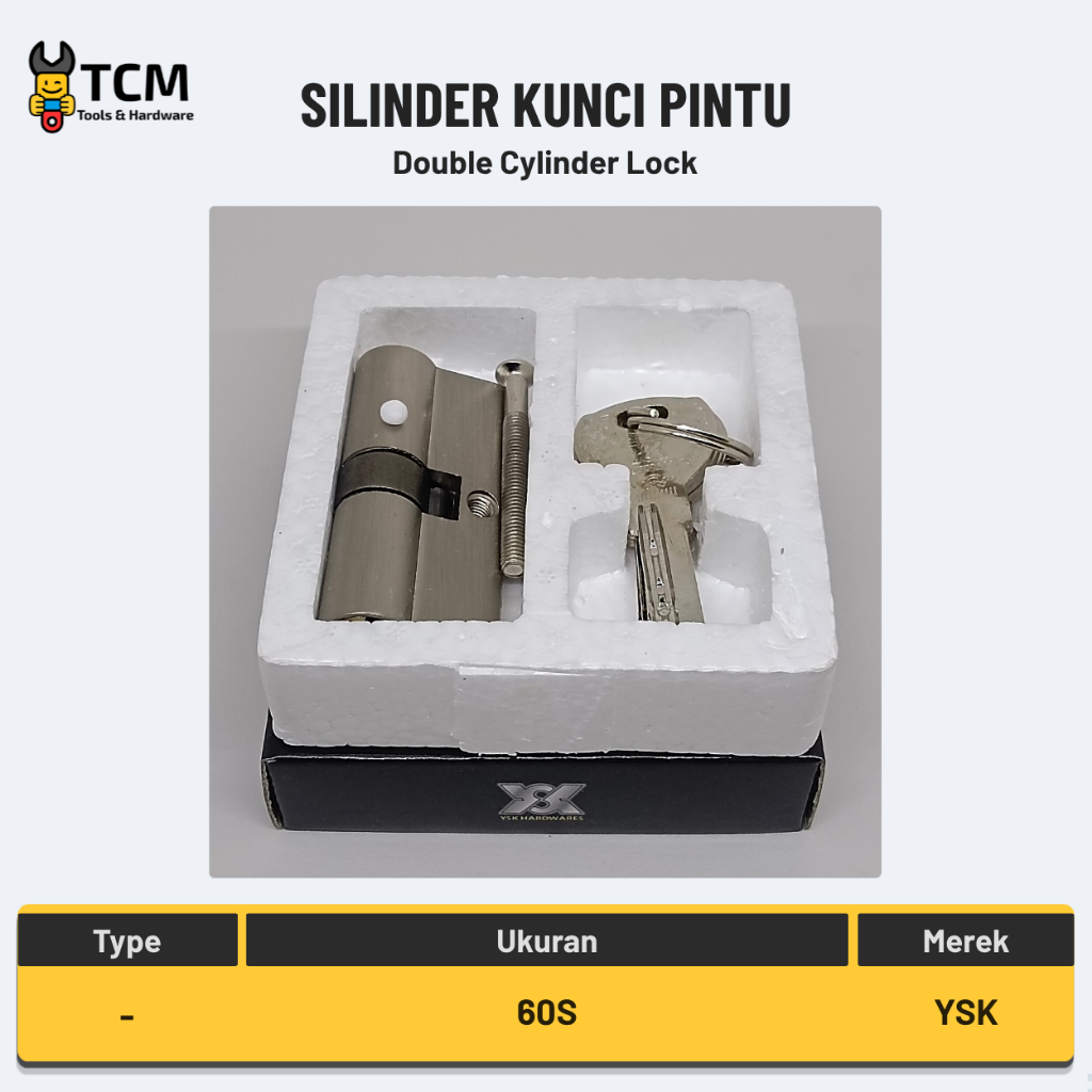 Silinder Kunci Pintu 60mm / Jantung Kunci Cylinder Pintu YSK