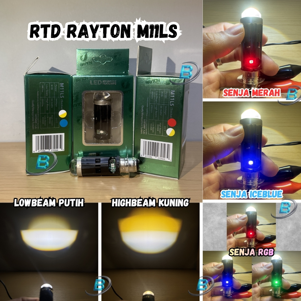 RTD M11Z & M11LS Lampu Utama H6 RTD Rayton plus senja RGB Jauh Dekat D3 Putih Kuning M11Z LS10 LS25