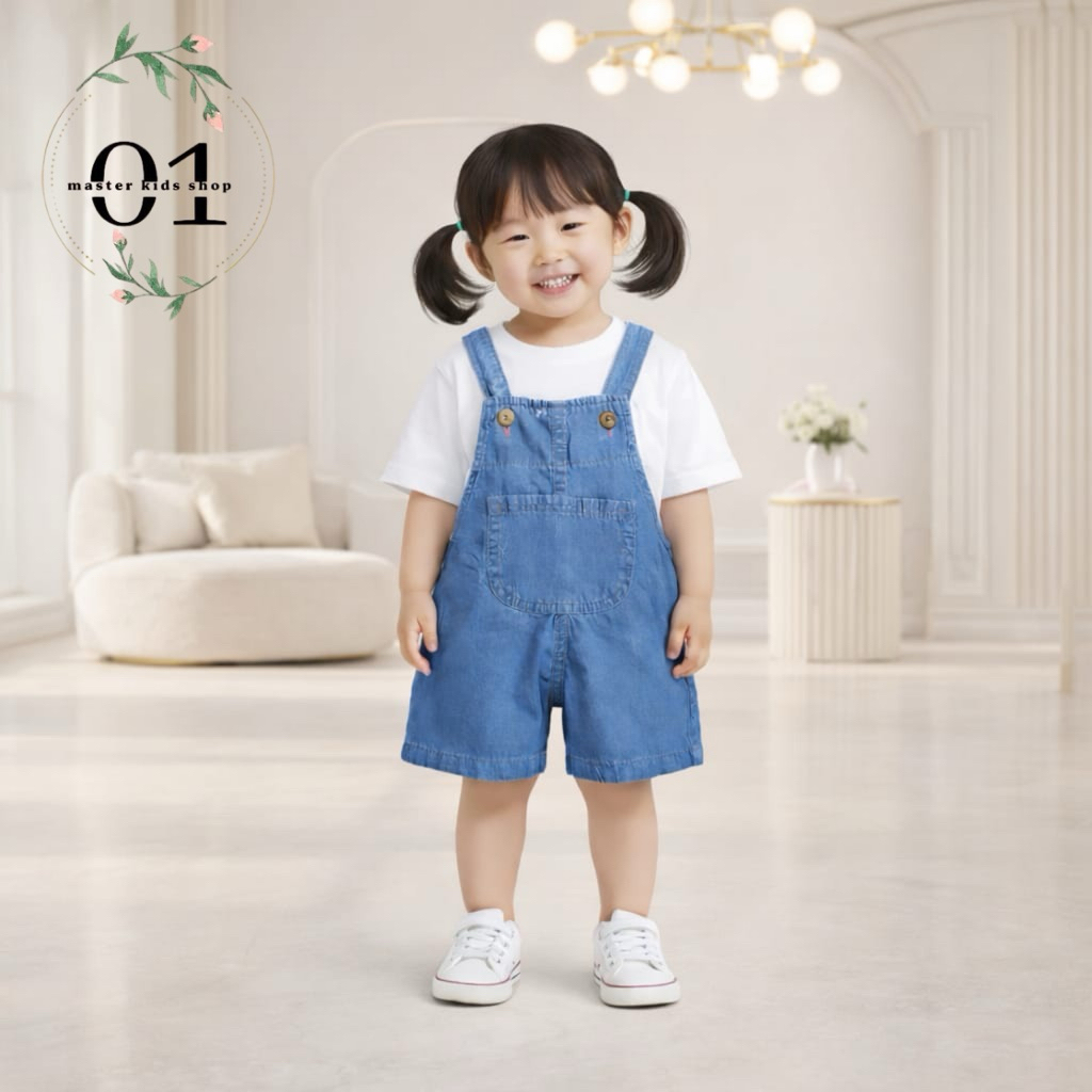 OVERALL JEANS KODOK Overall Celana Pendek Anak  Laki -laki Dan perempuan Overall  anak  1-4 Tahun
