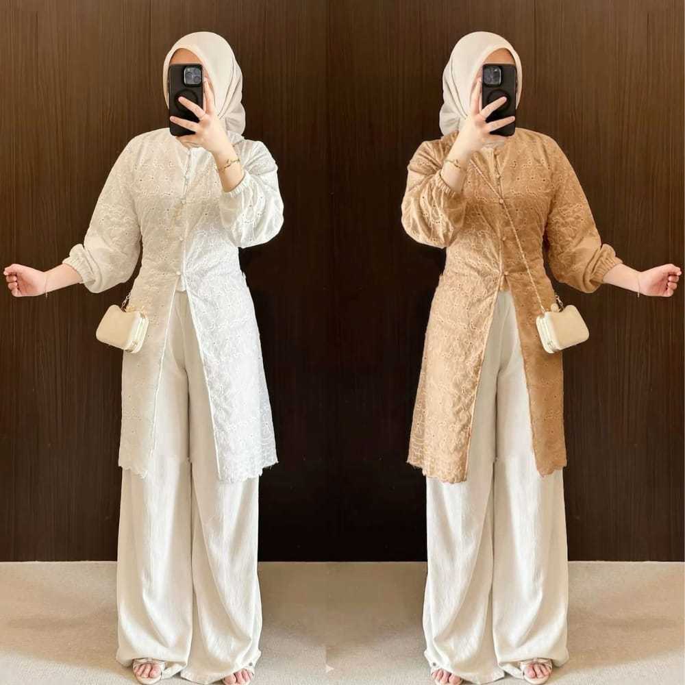 Tunik Katun Bordir (KATBOL) Tunik Muslimah Katun Bordir Elegan