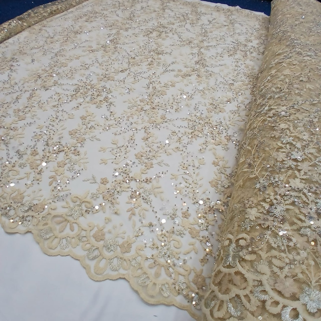 kain tulle brokat full payet diamond/bahan kebaya mewah terbaru