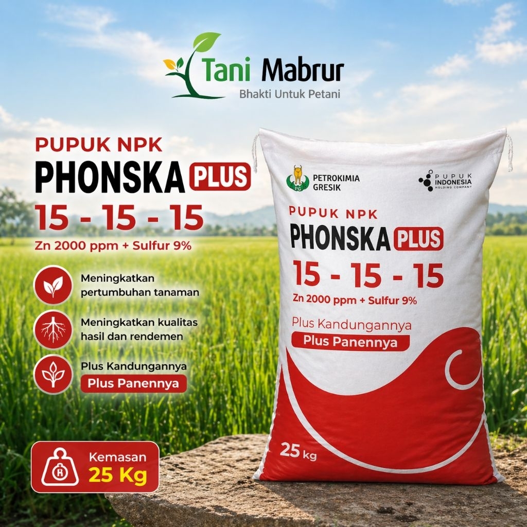 NPK Phonska Plus 25KG - Pupuk NPK meningkatkan hasil panen, memperkuat akar, serta meningkatkan daya