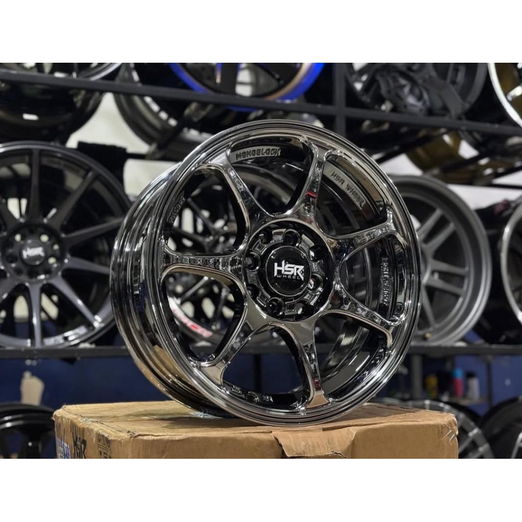 VELG HSR SEBUNSUTA R15 lubang 4 warna black chroome