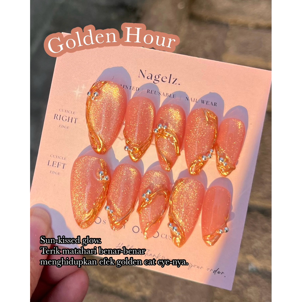 Golden Hour - PRESS ON NAIL / KUKU PALSU / NAIL ART / KUKU PALSU MURAH / KUKU PALSU MEDAN / PRESS ON