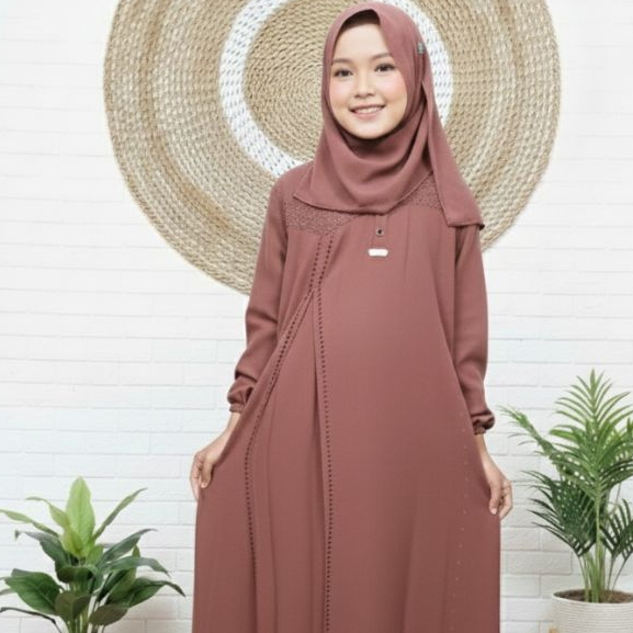 Baju Gamis Anak Perempuan Ceruty Babydoll Payet Mutiara Set Hijab