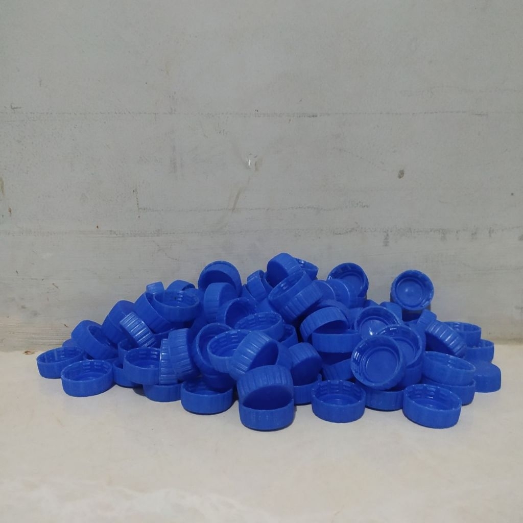 100pcs Tutup Botol Plastik Coca Cola Warna Biru Bekas Bersih