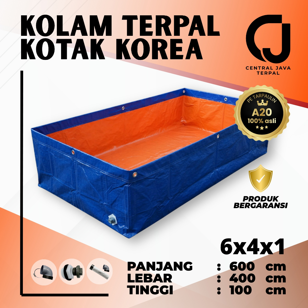 Kolam Terpal Kotak Korea A20 6 x 4 x 1 meter Kolam Budidaya Ikan Lele Nila Gurame