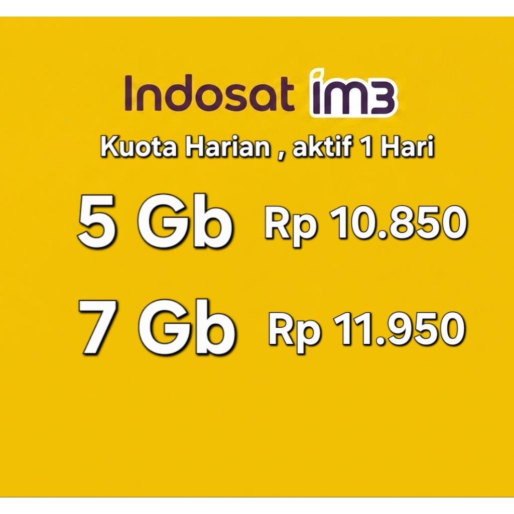 Kuota Murah indosat IM3 5GB, 7GB aktif 1 Hari
