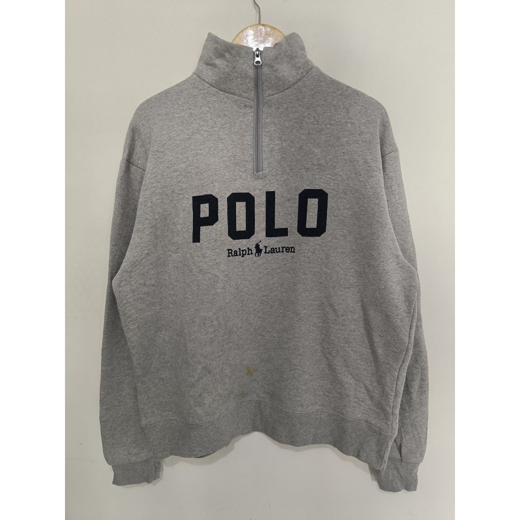 Sweater Half zipper Quarter Zip by Polo Ralph Lauren Grey XL