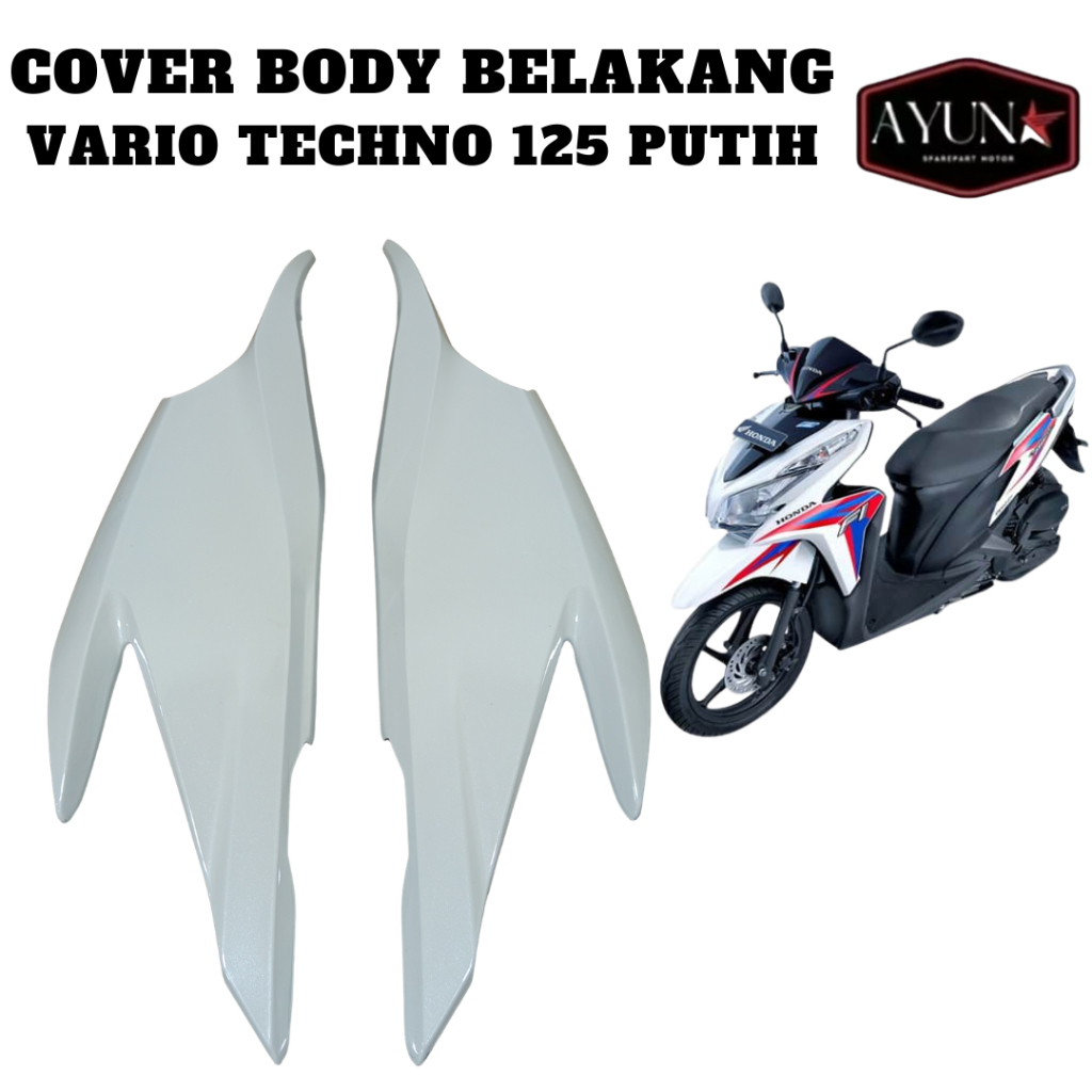 Cover Body Belakang Honda Vario Techno 125 Bodi Samping Vario Techno 125 KZR PUTIH Tenshi