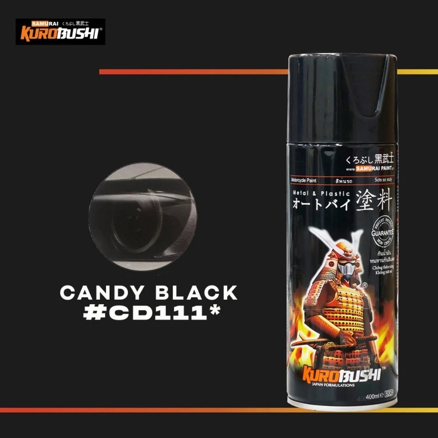 Pilox Cat Semprot Samurai Paint Kurobushi CD111* Candy Black Cat Transparan warna Hitam