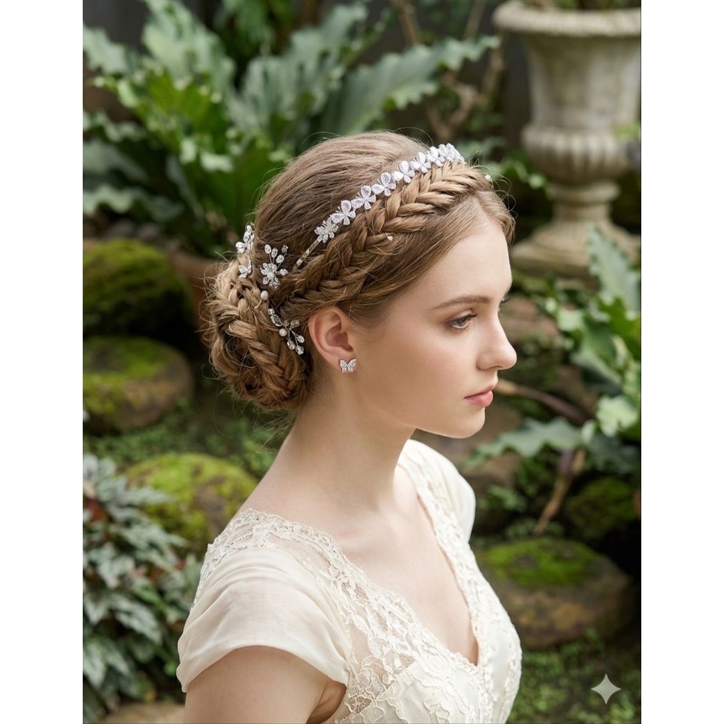 HAIRPIECE HAIRBAND TIARA ZIRCON ASLI BUTTERFLY