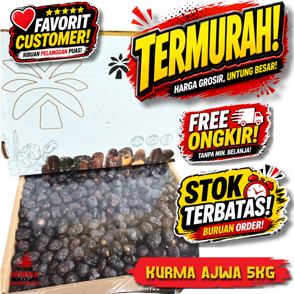 Kurma Ajwa 5KG Murah Kurma Nabi Isi Banyak Ready Stock Grosir Pusat Kurma Surabaya