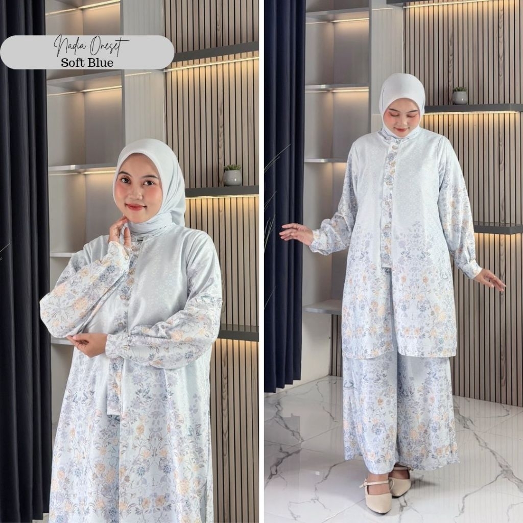 Nadia one set-setelan tunik wanita-setelan wanita bahan viscose jaguard