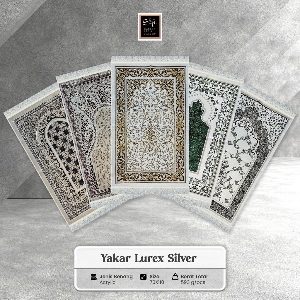 Sajadah Lipat Aesthetic Lembut Turki Premium Yakar Lurex Silver 70x110 Cm