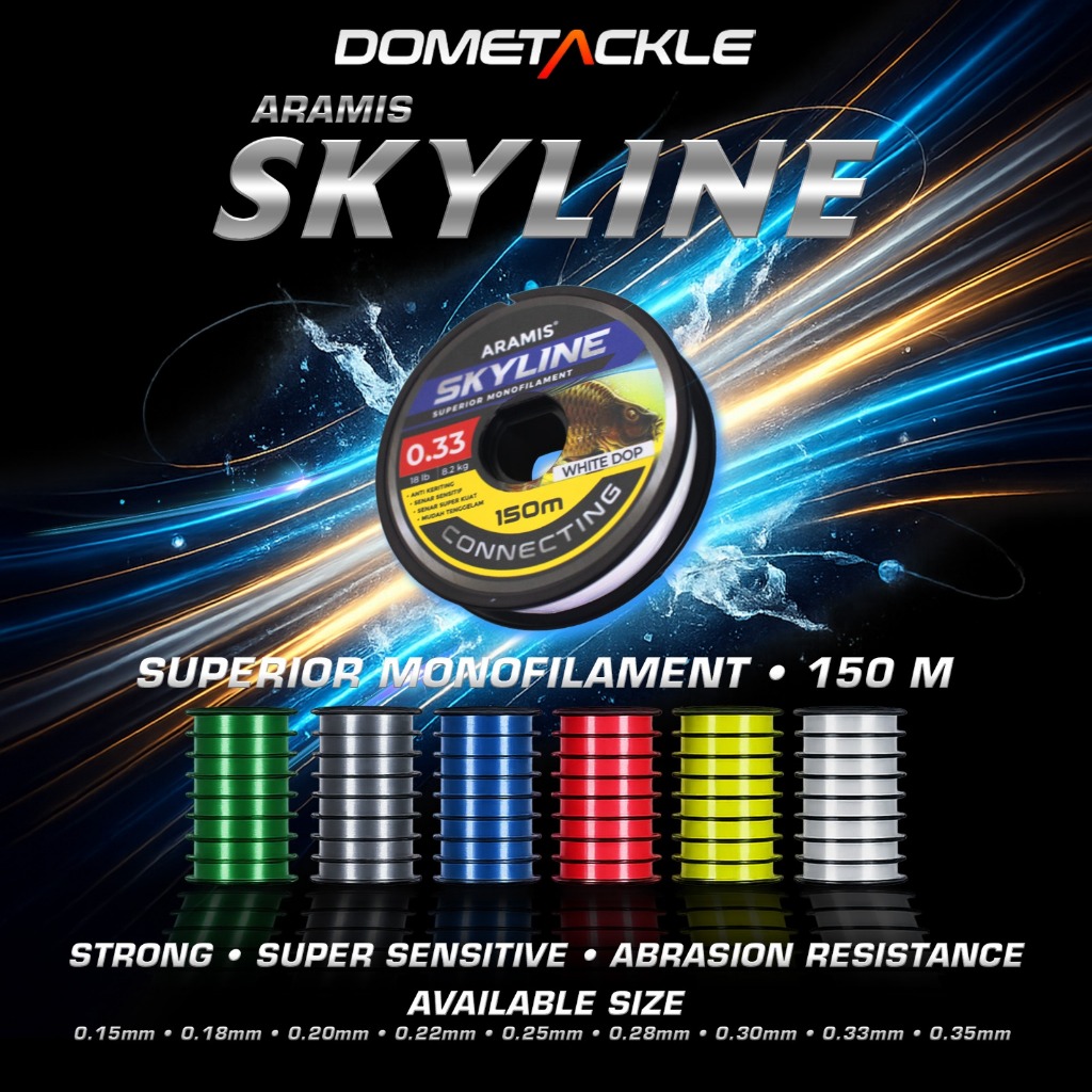 Aramis Skyline Senar Nilon Benang Pancing Nylon Connecting 150 Meter Monofilament Galatama 3 4 5 6 8