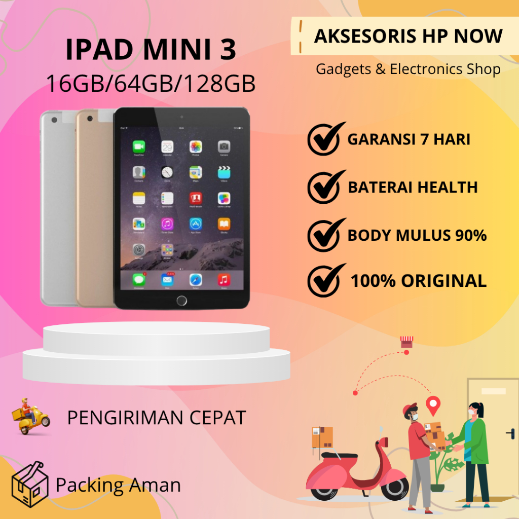 Ipad Mini 3 16GB 64GB 128GB Wifi Only Second ORIGINAL FULLSET - AHN