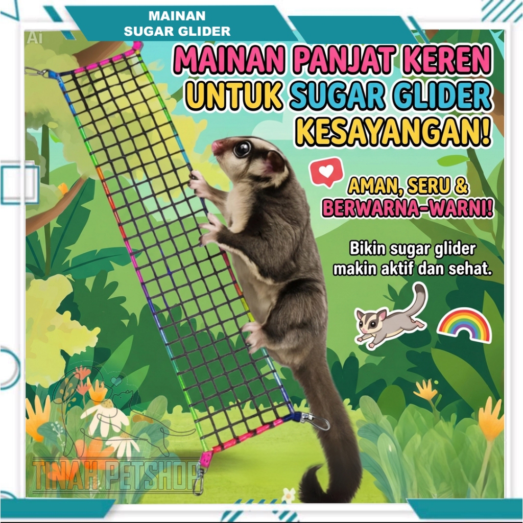 Climbing Net 50 X 10Cm Mainan Panjat Sugar glider Tupai / asesoris sugar glider / tangga panjatan ha