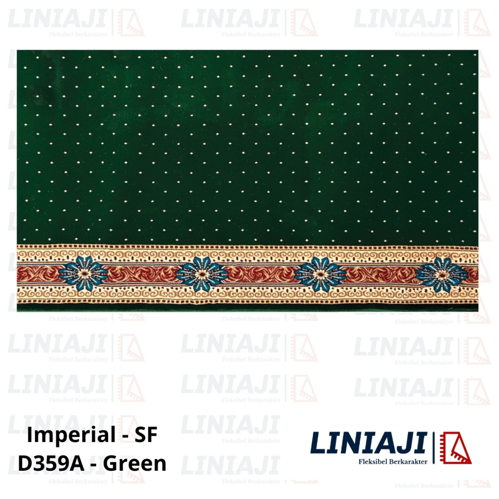 LINIAJI - Karpet Meteran Custom Awet Tebal 16mm Imperial Motif Bintik Hijau Merah Bunga Ungu - ROLL