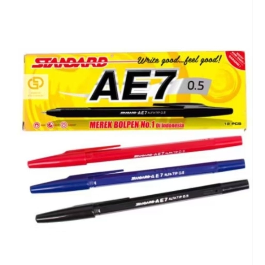 (1 LUSIN / 12 PCS) PULPEN STANDARD AE7 PEN BOLPOIN STANDART AE-7
