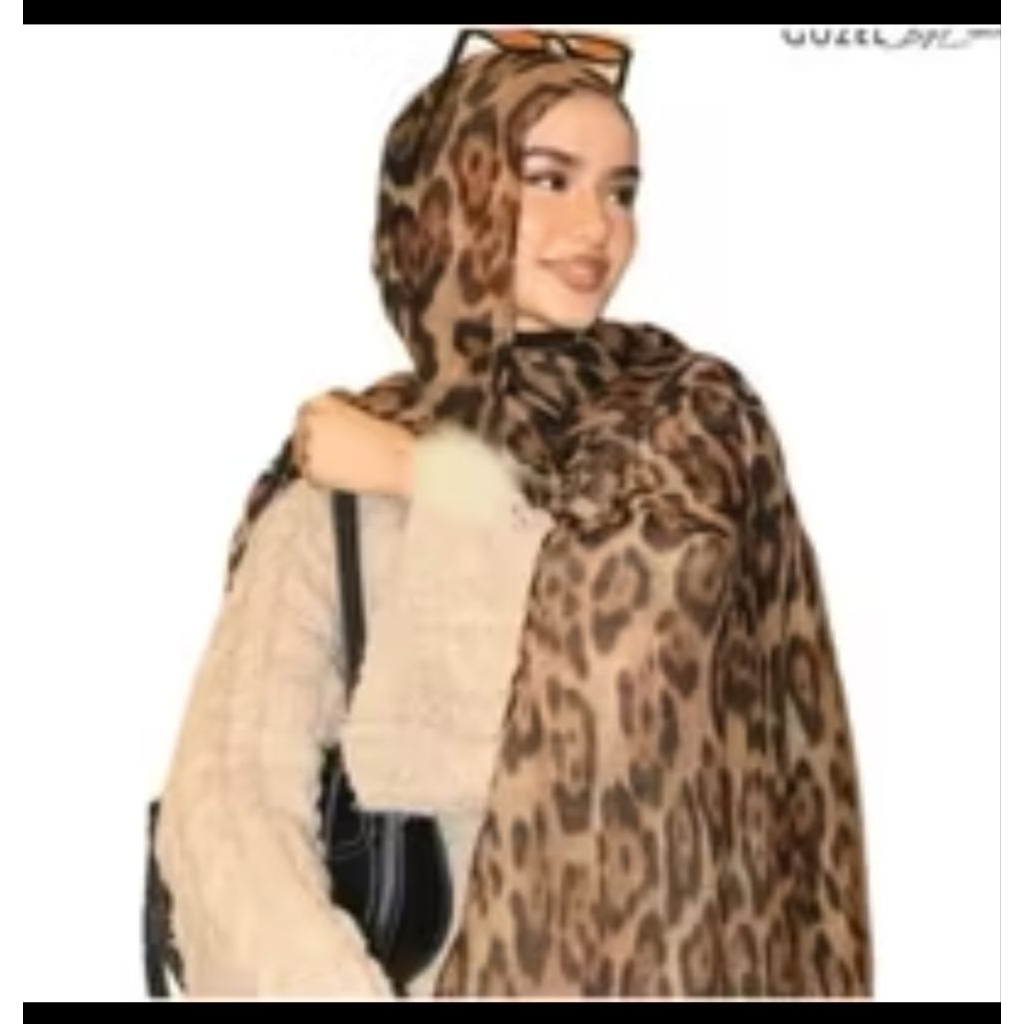 Pakai Pouch Hijab Pashmina Viscose Printing  Viscose Leopard Viral shawal LN