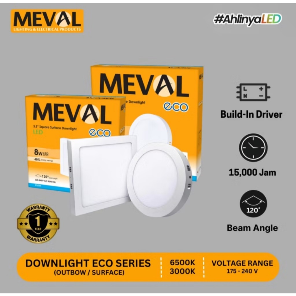 MEVAL Lampu LED Downlight Eco Series - Outbow