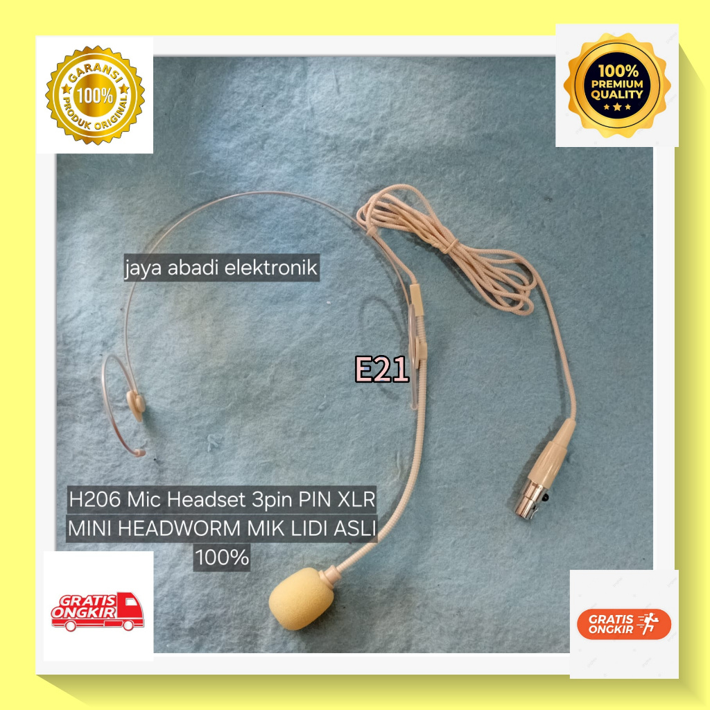 E21 headseat presenter  H206 Mic Headset 3pin PIN XLR MINI HEADWORM MIK LIDI ASLI 100% Bando high qu