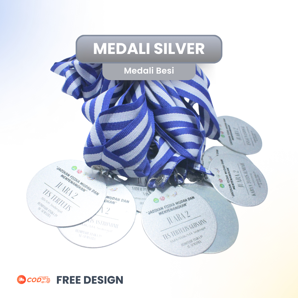 Medali Silver, Medali Silver Besi, Medali Besi/Logam Premium, Medali Perlombaan, Turnamen, Medali Mu