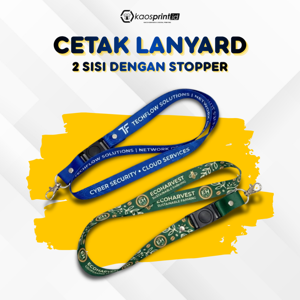 Lanyard Custom 2 SISI + STOPPER - Cetak Full Print