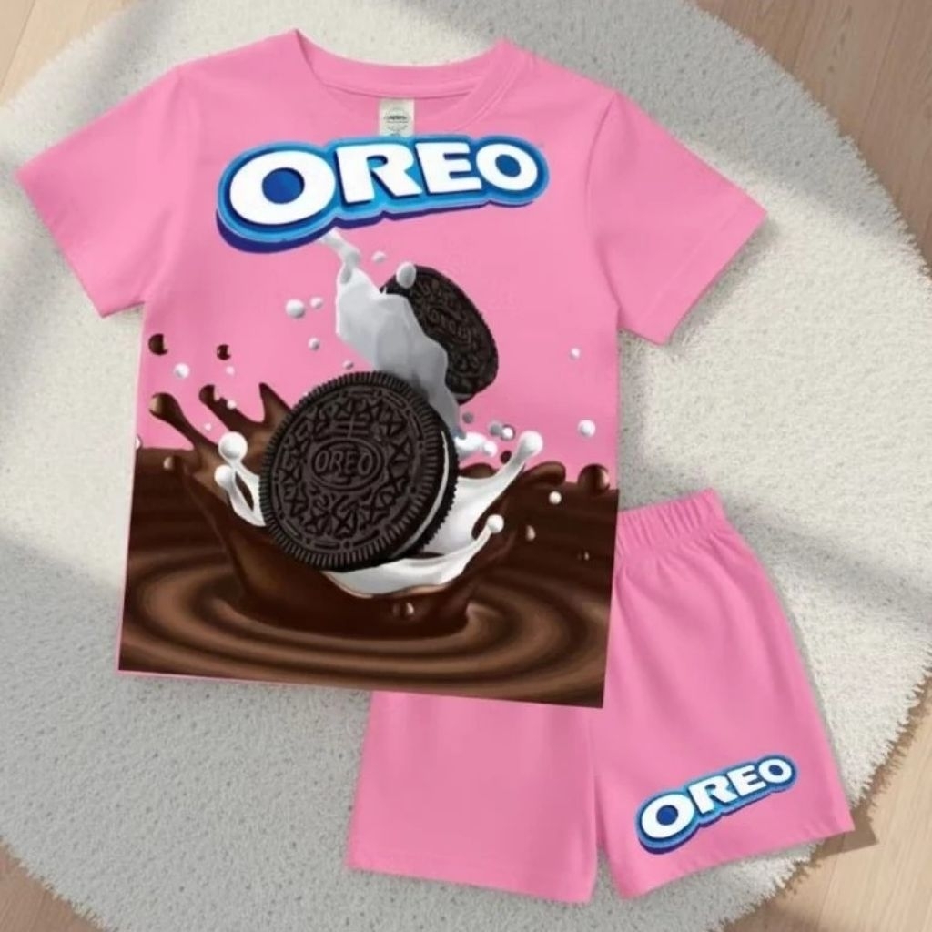 Setelan Anak Unisex Motif Jajanan Kekinian mie viral Susu Snack Jajan Viral One set Anak Set Distro 