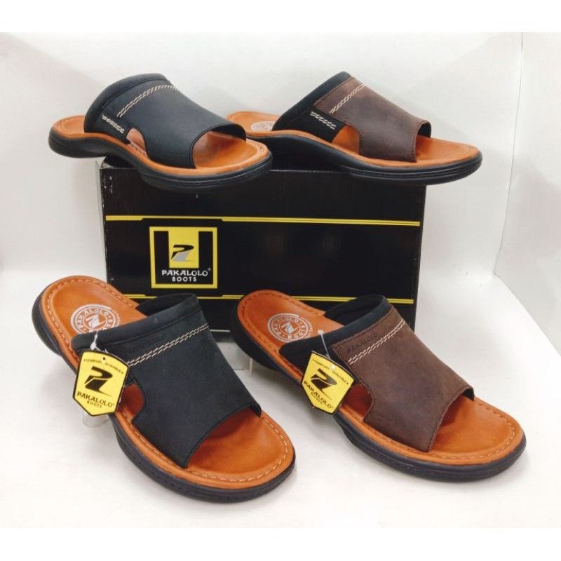 Pakalolo Sandal Pakalolo 0873 Kulit Suede Karet Stroble Original Sandal Pria Cokelat Hitam Tan Size 