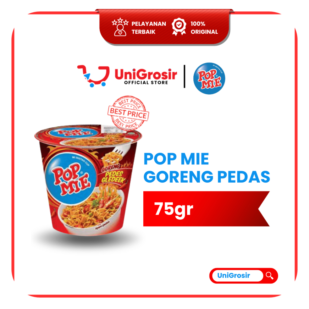 [UniGrosir] POP MIE GORENG PEDAS DOWER MIE INSTAN GELAS ~ 75 gr