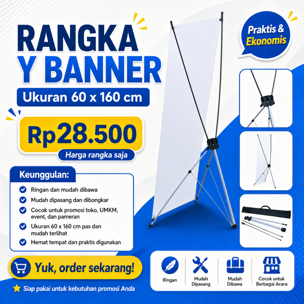 Krangka Y banner / Stand Rangka X banner Ukuran 60 x 160 / Rangka Stand Kelulusan / Rangka Stand Wis