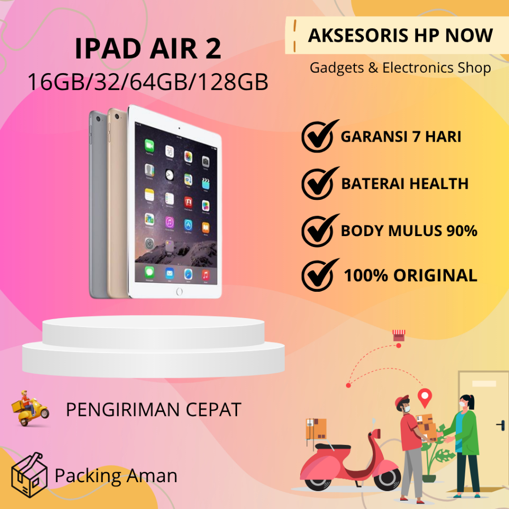 Ipad Air 2 16GB 32GB 64GB 128GB Wifi Only Second ORIGINAL fullset - AHN