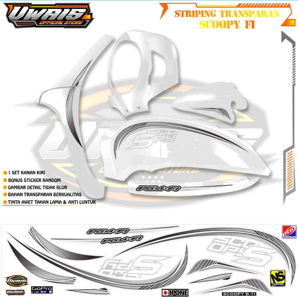 Striping Transparan Variasi Honda Scoopy 2017-2023 Simple Style Simple Transparan