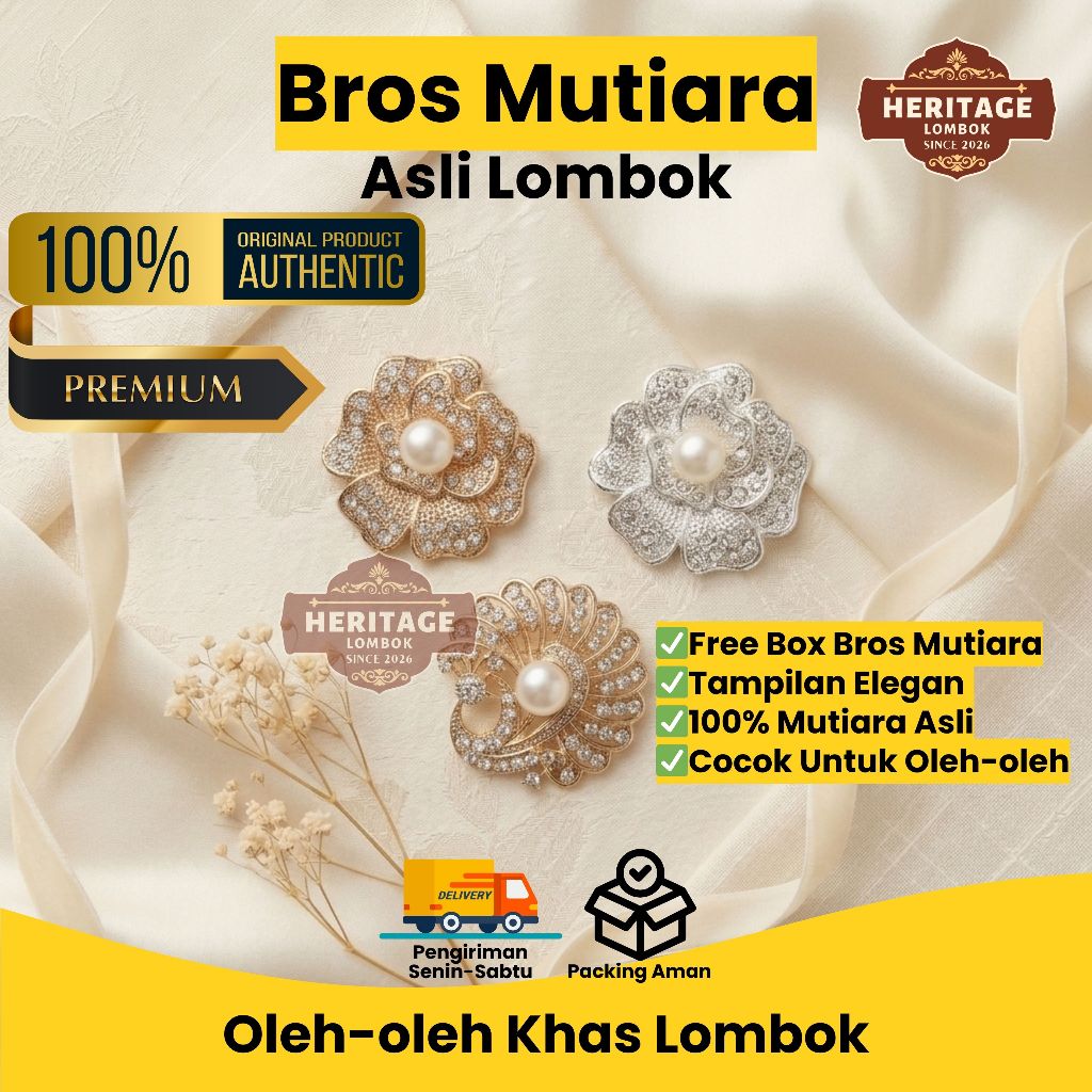 Bros Mutiara Air Tawar 100% Original - Bros Elegan Premium Hijab - Bros Mutiara Lombok