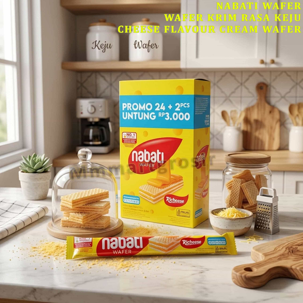 Nabati Wafer / Wafer Krim Rasa Keju / Cheese Flavour Cream Wafer / Isi 1box 130gr
