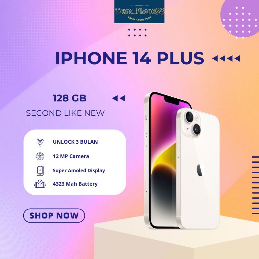 Iphone 14 Plus Kapasitas 128GB Second Inter 100% Original Bergaransi dan Termurah