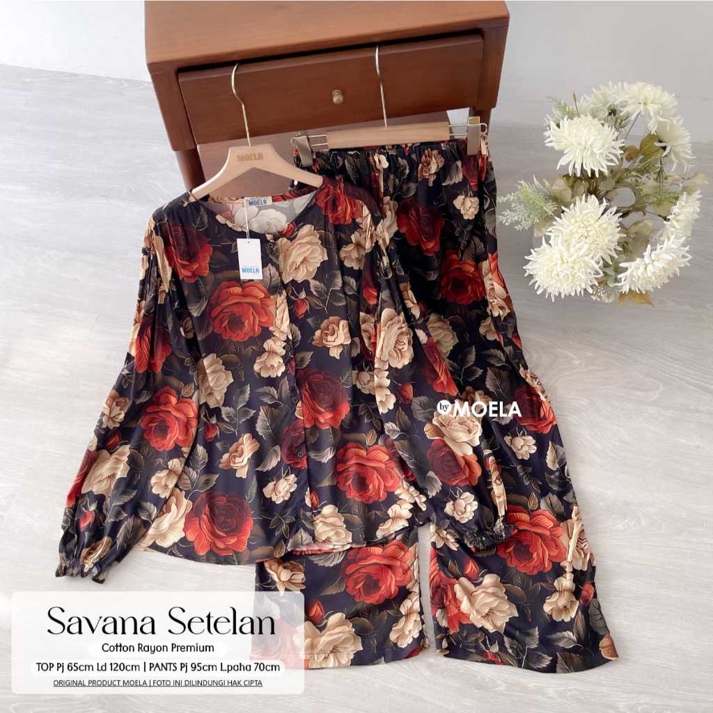SAVANA SET WANITA COTTON RAYON PREMIUM NYAMAN ELEGAN BY MOELA