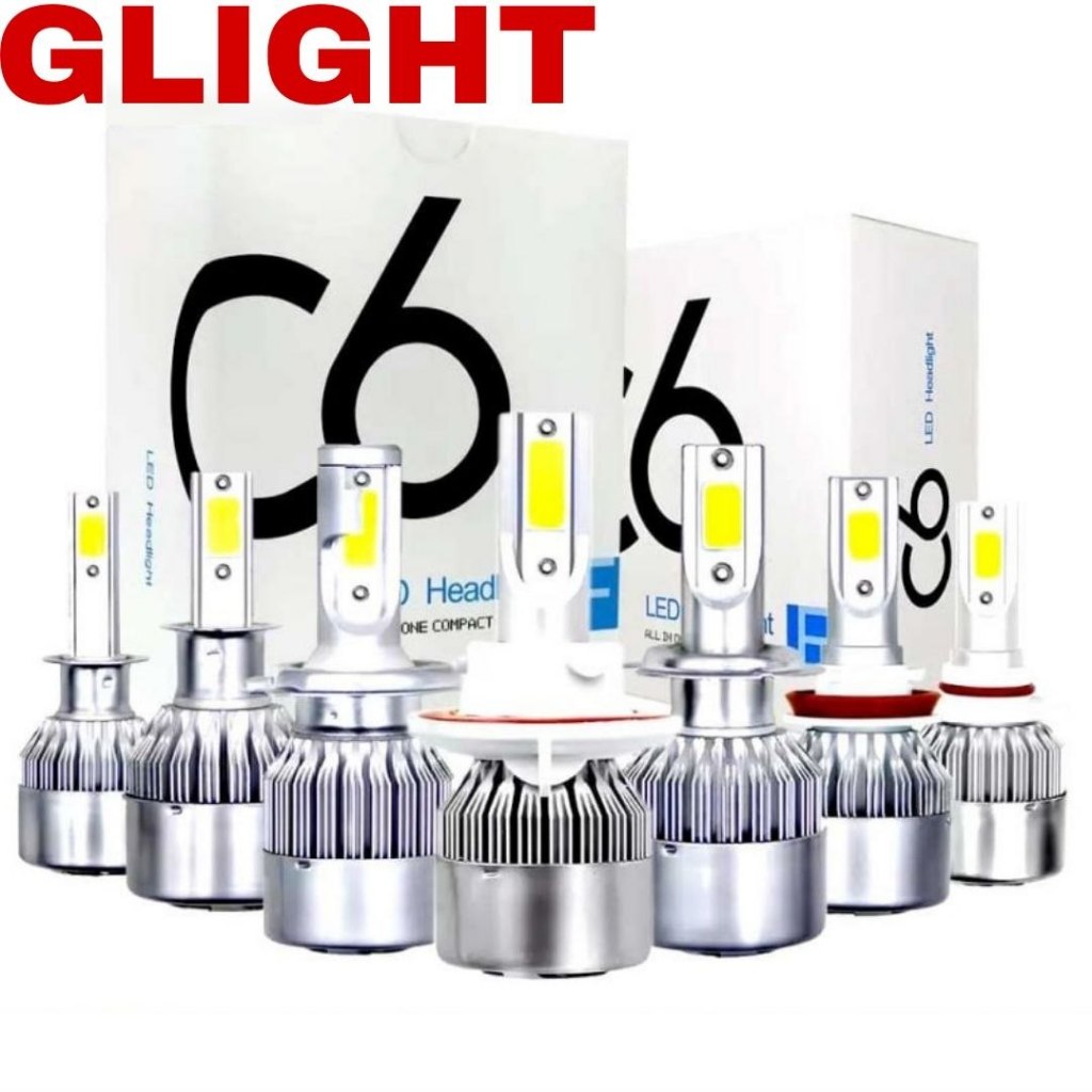 Lampu utama mobil headlight led c6 h4 dan h11 foglamp led 36 watt c6 silver