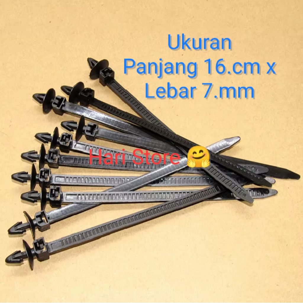 ( 10 Pcs ) Klip Kabel Ties Besar, Klip Tali Ripet Pengikat Kabel Bodi Mobil & Motor Ukuran Panjang 1