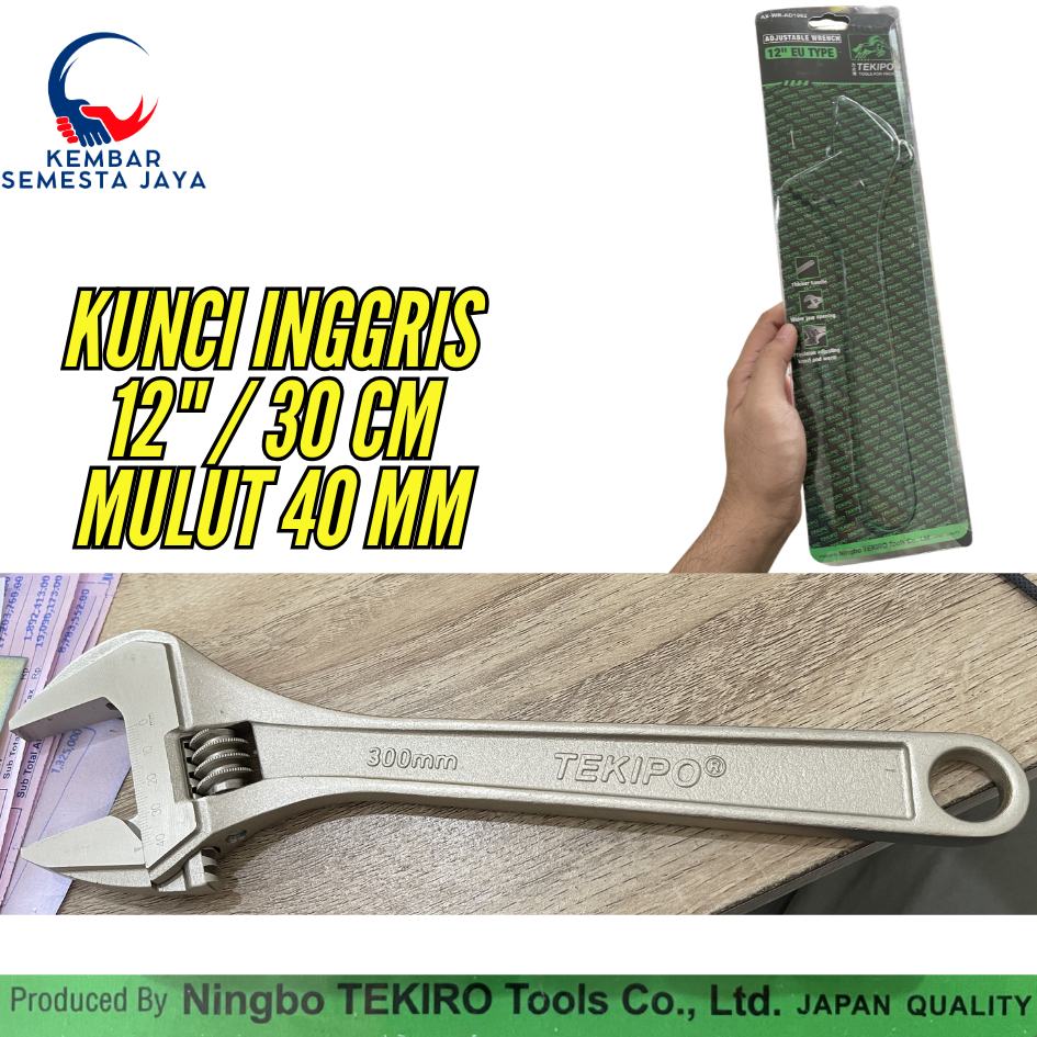 TEKIPO TEKIRO KUNCI INGGRIS 12 INCH TIPE EU ADJUSTABLE WRENCH BAGO WR-AD0283 Panjang 30 cm Bukaan 40
