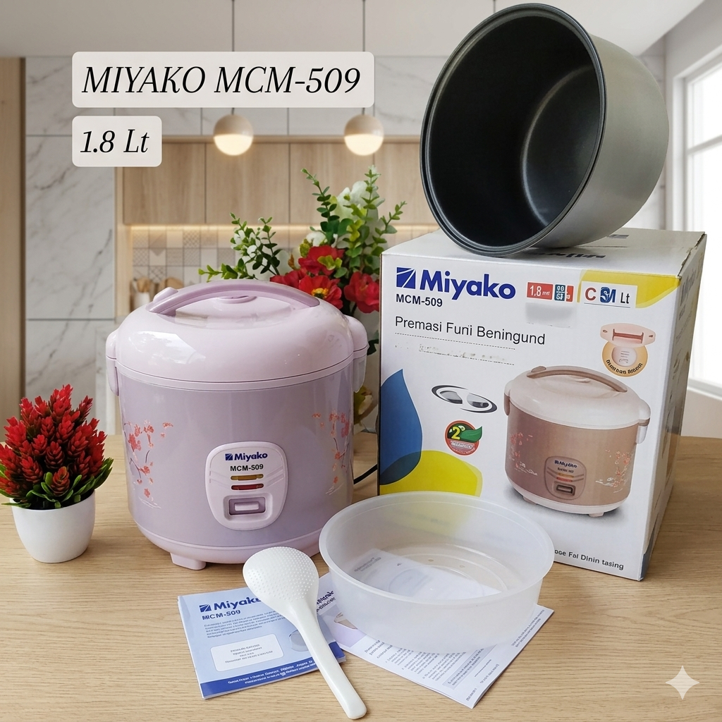Rice Cooker Miyako MCM509 Magic Com 3in1 MCM 509 Mejikom Mejicom 1.8 Liter RiceCooker Anti Lengket