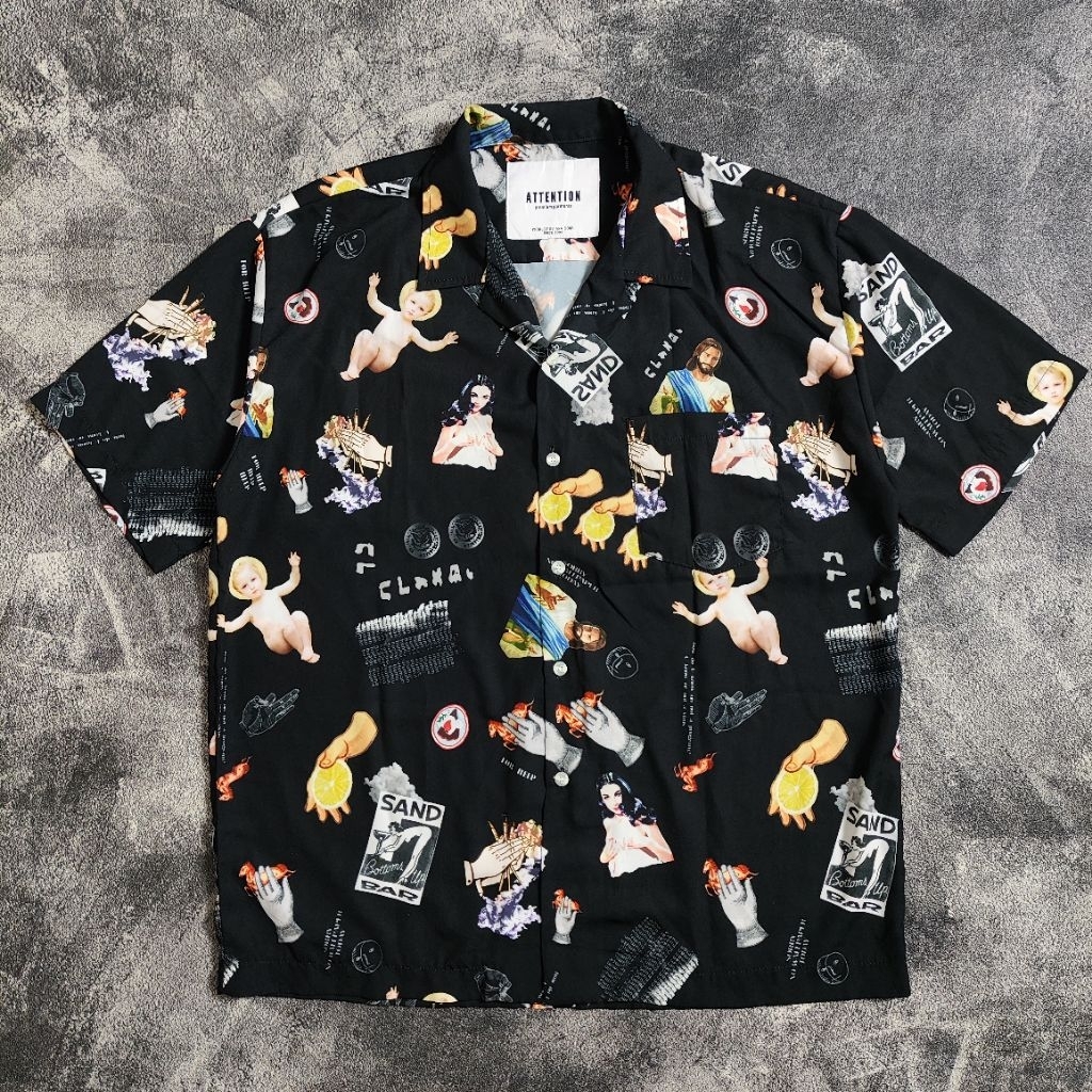 (L) ATTENTION Open Collar Shirt